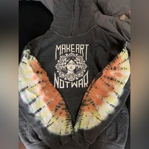 OBEY make art not war hoodie with tie dye sleeves